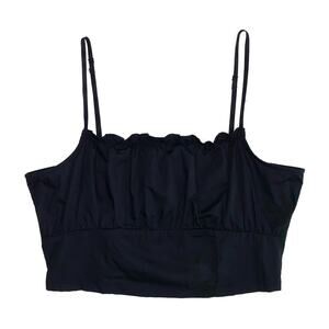 NWT H&M Black Gathered Tank Crop Top Size Small